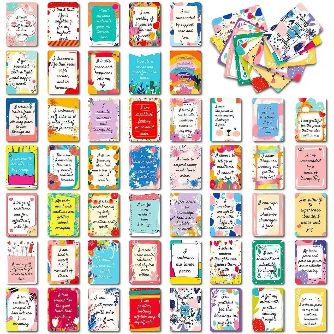 – 50 Pcs Positive Affirmations Cards, Motivational Cards, 2.52 x 3.5 Inch Inspirational Positive Affirmations Card for Employees Coworkers, and Kids, Blank Back