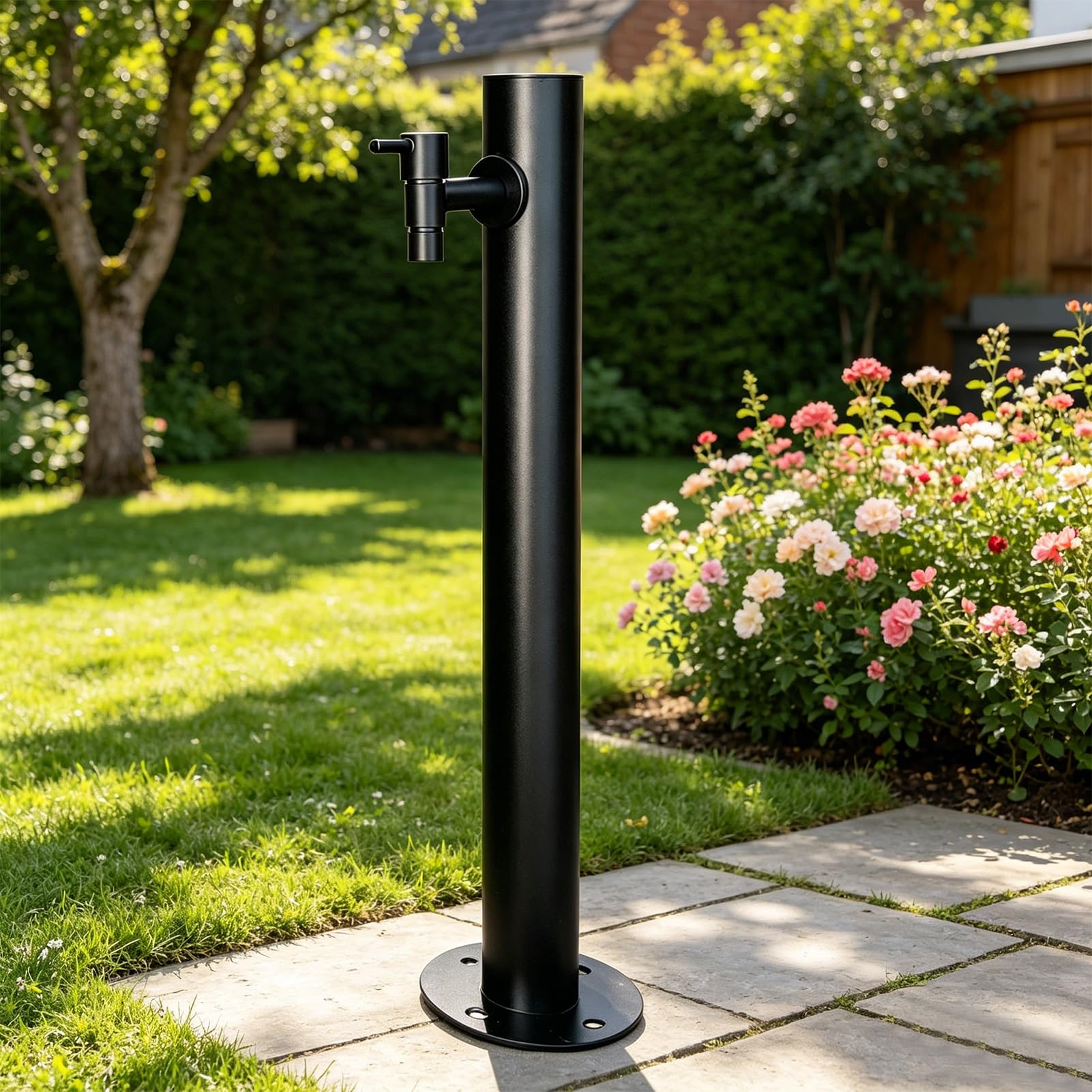 Outdoor Standing Water Tap Garden Water Column Floor Mount Yard Hydrant for Backyard Lawn Irrigation, Decorative Water Feature Fountain Faucet Post