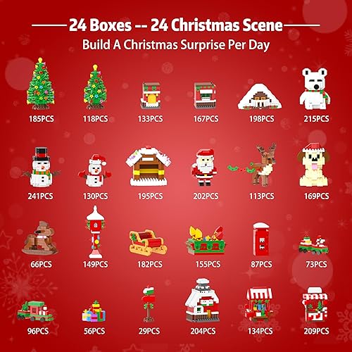 Miniatura 2 de Calendario de Adviento de Navidad 2023, juego de construcción de juguetes  Juego de cuenta regresiva de Navidad, 24 sorpresas coleccionables,