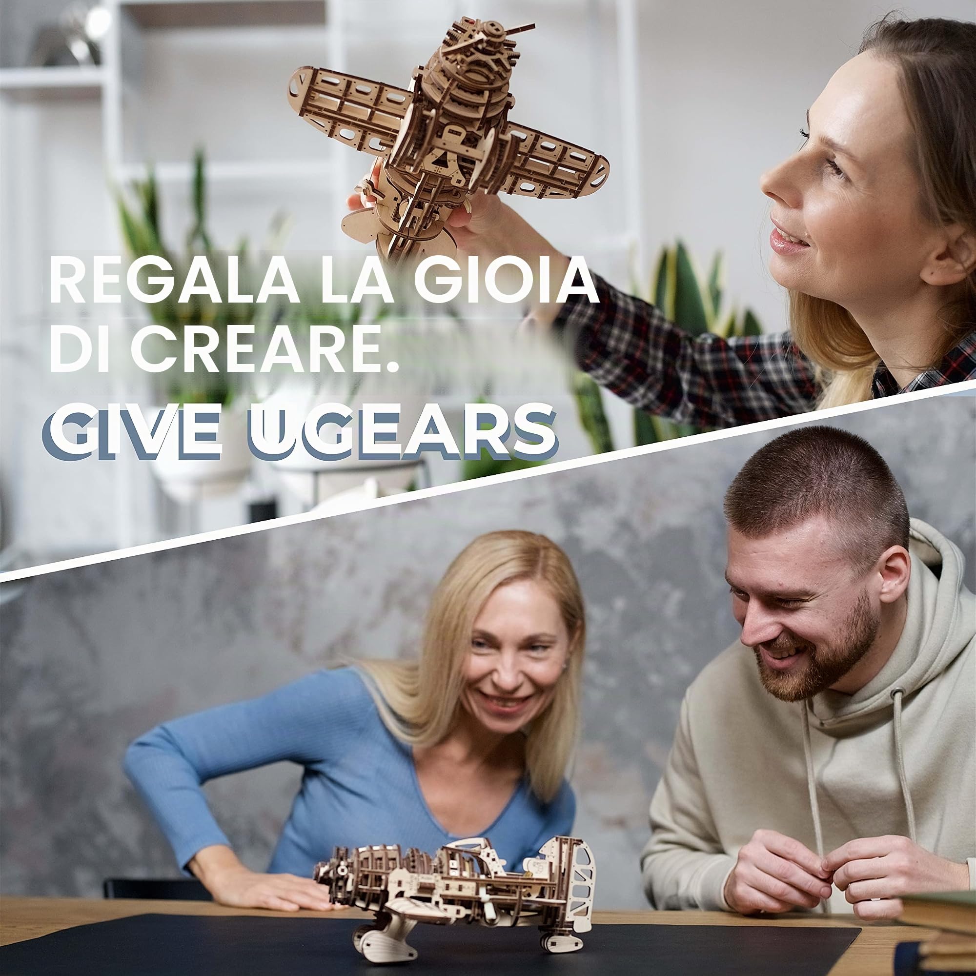 UGEARS Modellino Aereo in Legno d’Epoca - Aeroplano Mad Hornet Modellino Aereo del 1930 da Assemblare - Puzzle 3D Fai da te in Legno - Modellino da Costruire per Adulti e Bambini - Puzzle in Legno