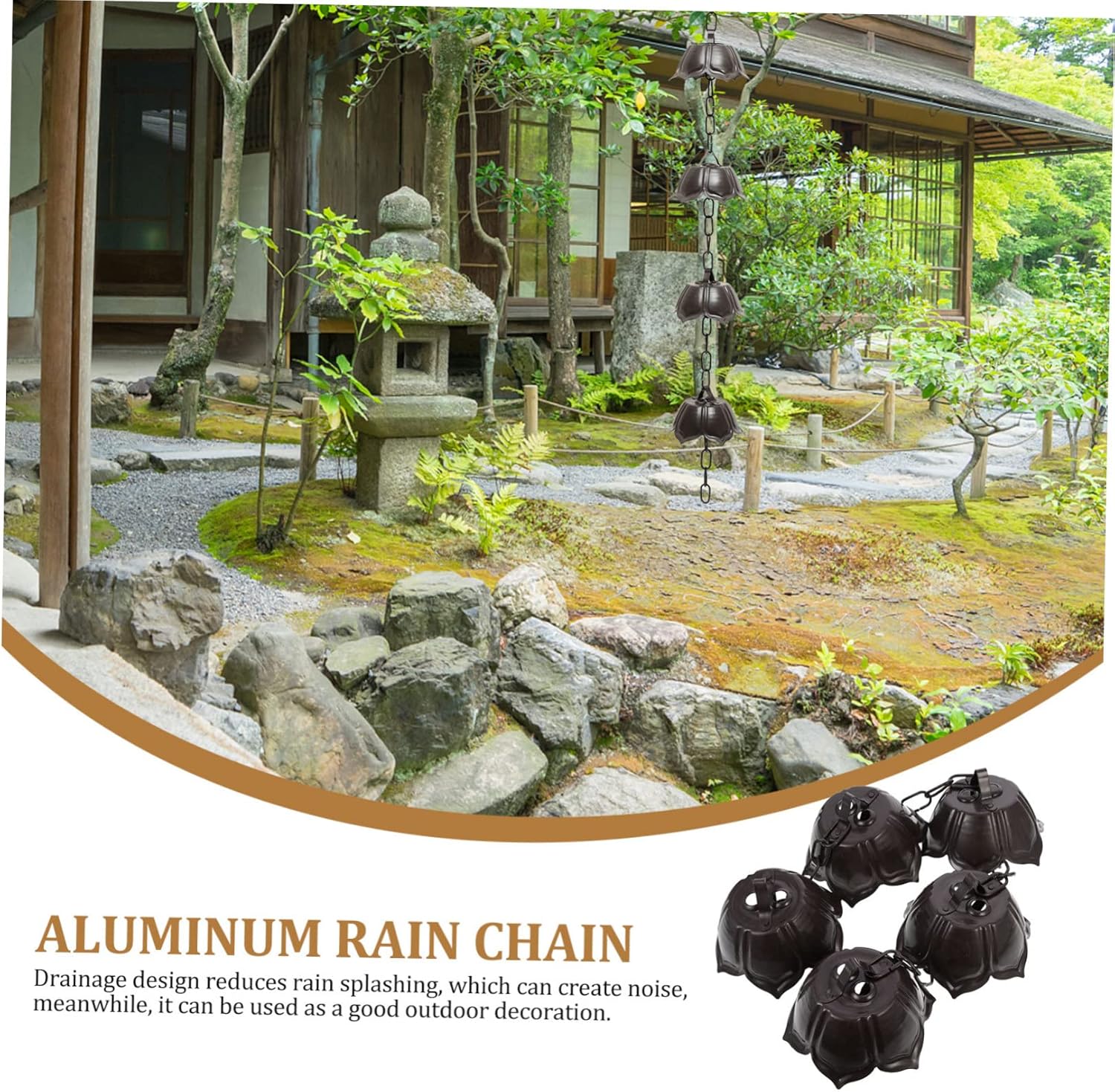 Hemobllo Unique Aluminum Rain Chain Decorative Gutter for Homes Functional for Water Drainage and Stable for Heavy