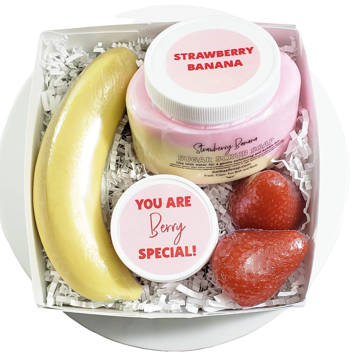 You Are Berry Special Spa Gift Basket for Women / Strawberry Banana Handmade Soap Gift Set