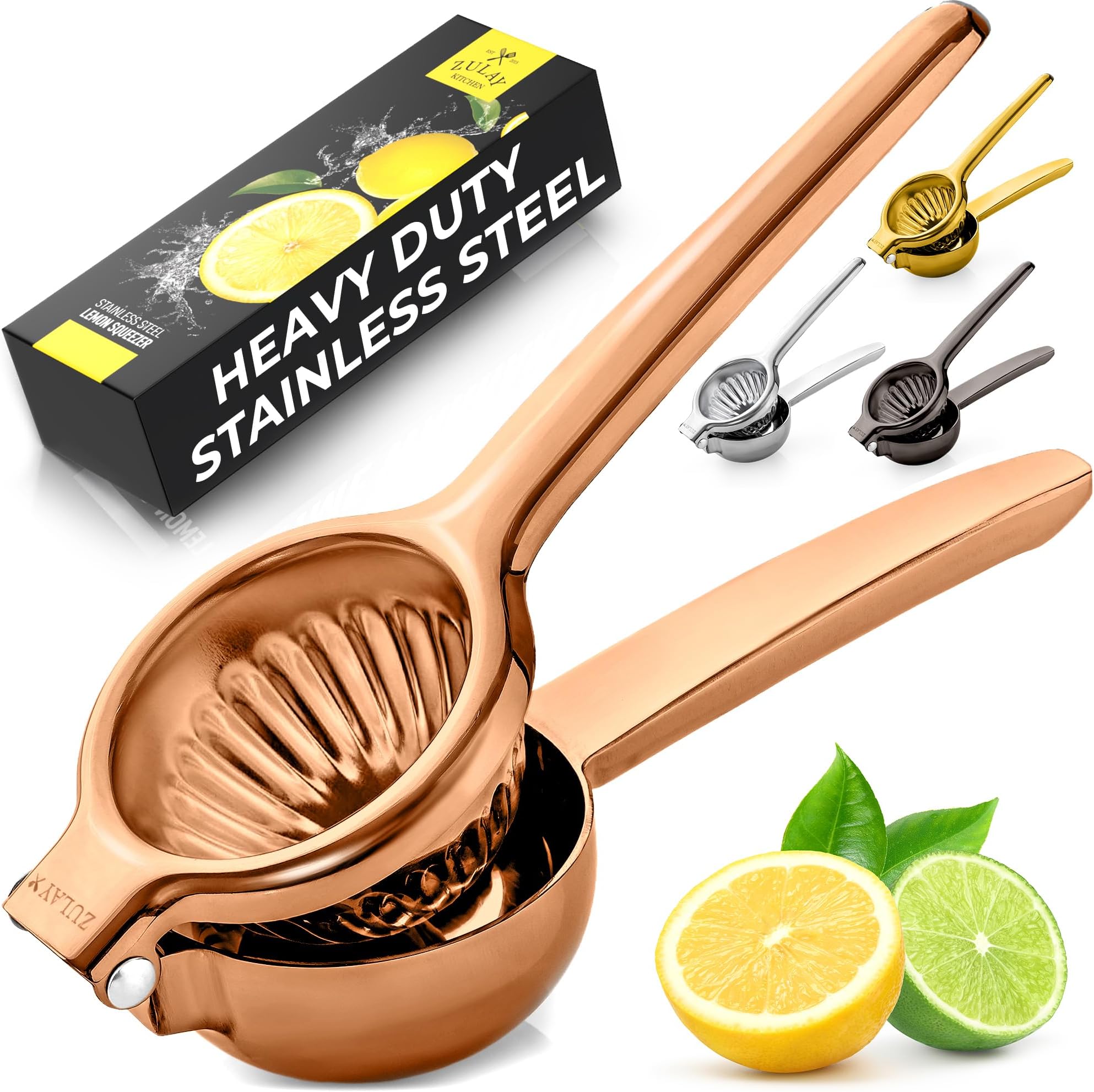 Lemon Squeezer Stainless Steel - Premium Quality, Heavy Duty Solid Metal Squeezer Bowl - Large Manual Citrus Press Juicer and Lime Squeezer Stainless Steel - Rose Gold