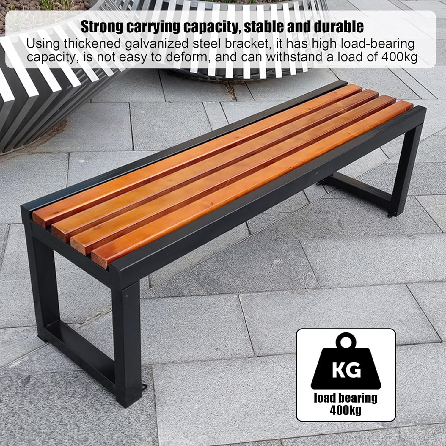 Outdoor Garden Bench, Wooden Backless Garden Bench, Weatherproof Outdoor Bench, Patio Garden Bench Perfect for Yard, Garden, Balcony, Porch(Size:100cm)