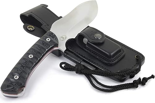 Miniatura 3 de JEO-TEC N35 Bushcraft - Cuchillo de caza de supervivencia MOVA-58, 10 pulgadas en general, funda multiposición de cuero genuino + Firesteel + piedra