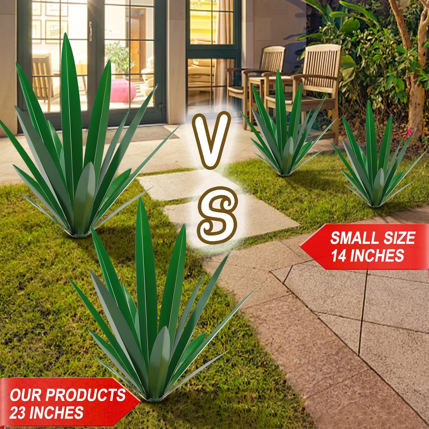 Homight Large Agave Sculpture Rustic Metal Agave Plant Outdoor Interior Decoration Outdoor Lawn Decoration Yard Wooden Posts Matching Garden Suitable for Patio