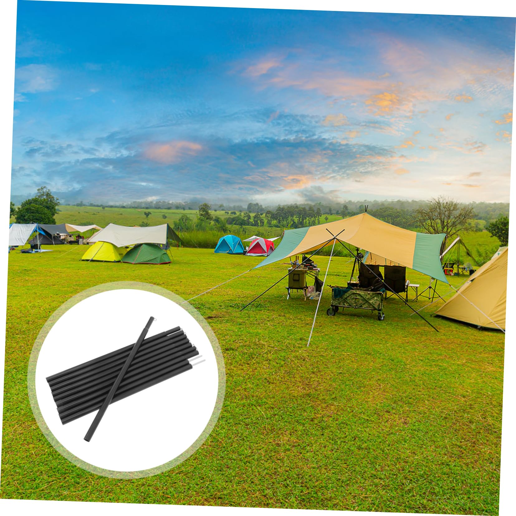 Yardwe 1 Ensemble Poteaux de Tente Réglables avec de Rangement Accessoires de Camping Poteaux de Soutien pour Auvent et Tente Installation Facile et Robuste