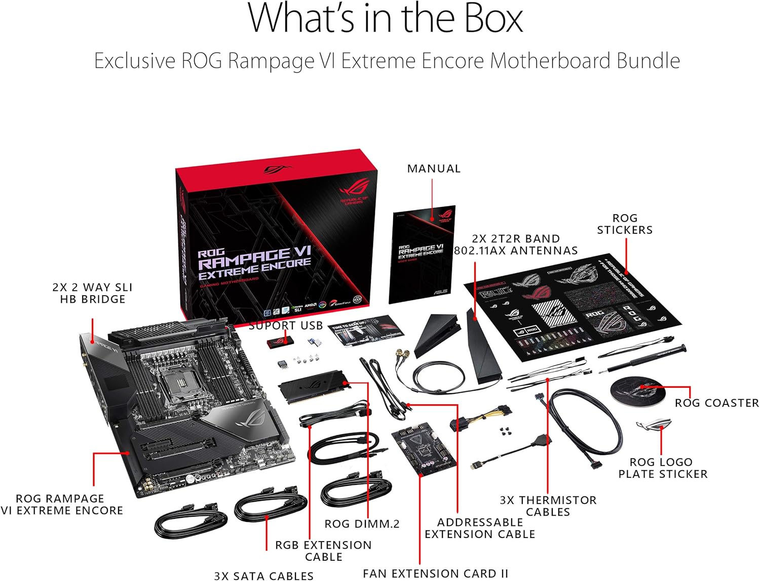 ASUS ROG Rampage VI Extreme Encore, X299 LGA 2066 E-ATX Gaming Motherboard for Intel® Core™ X-Series Processors with Aura Sync RGB Lighting