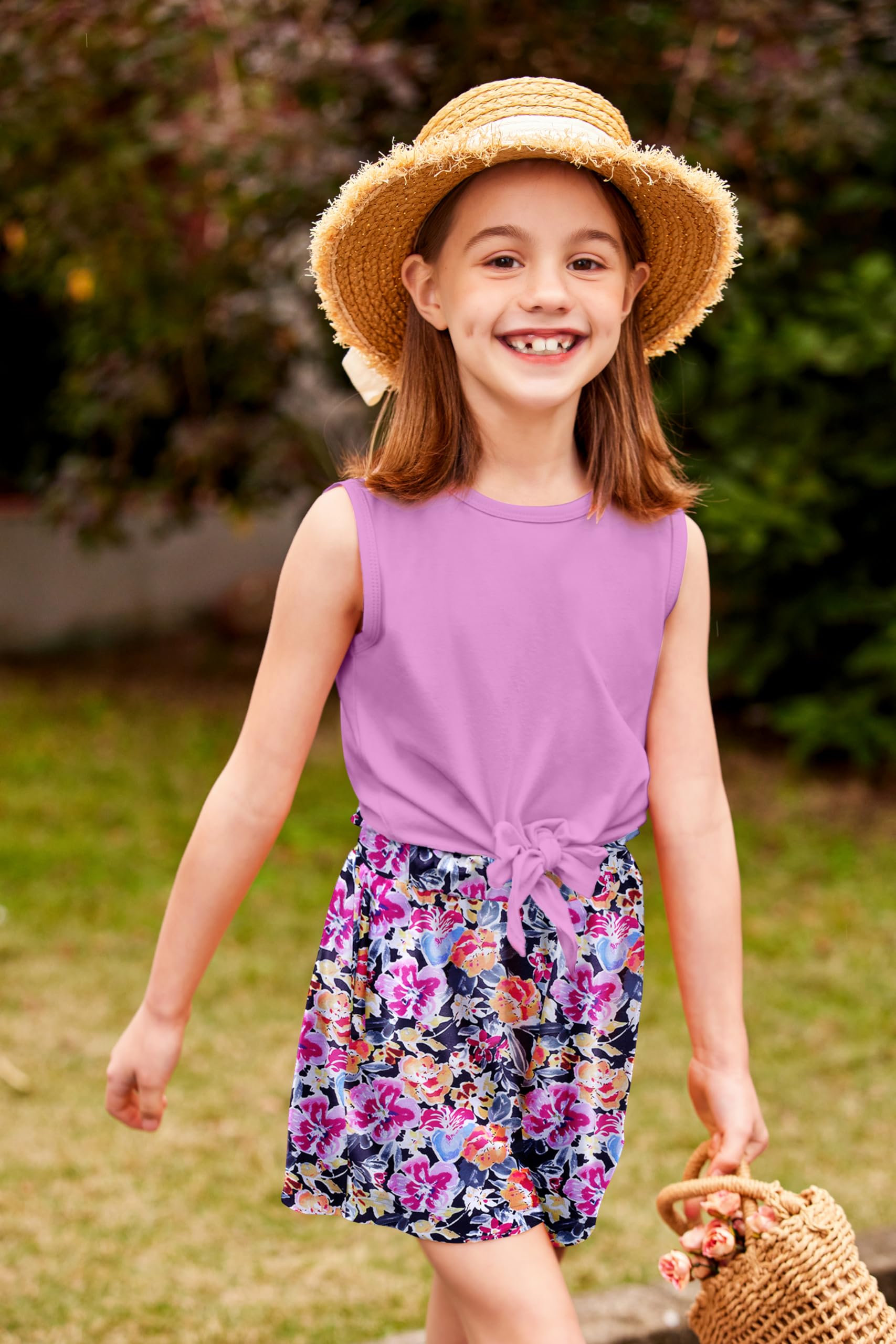 Arshiner Ragazza Canotta con pantaloncini Set di abbigliamento estivo bambine Moda casual magliette senza maniche Completi e Coordinati per ragazze 6-14 anni