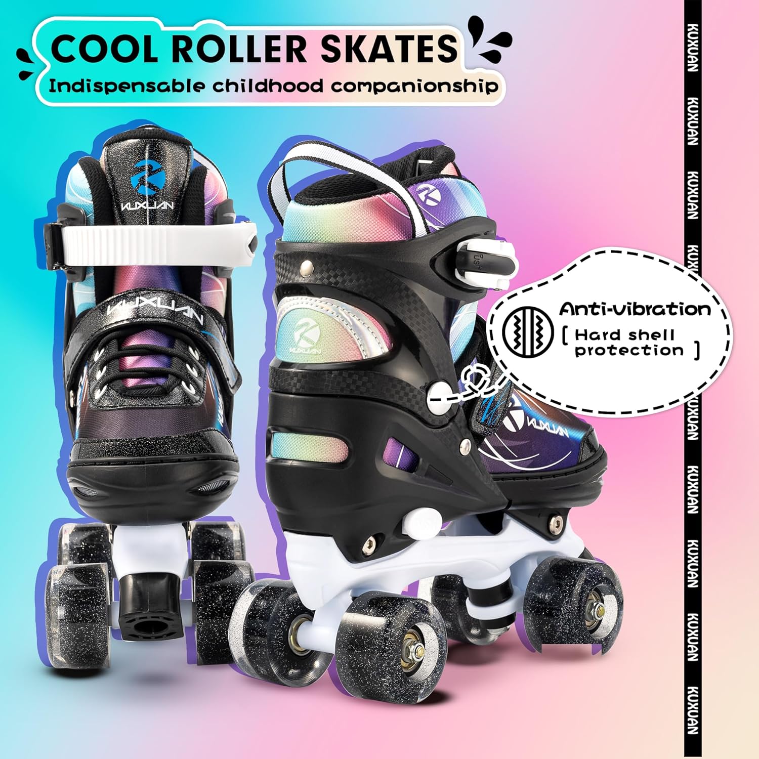 Roller Skates for Kids Girls, 4 Size Adjustable Women Roller Skates with Light Up Wheels for Children Sports & Indoor Outdoor