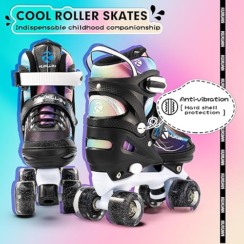 Miniatura 7 de Kuxuan Saya - Patines quads ajustables con todas las ruedas iluminadas brillo divertido para niñas y mujeres