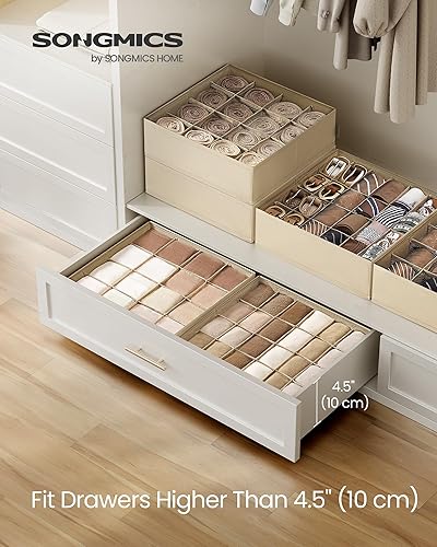 Miniatura 2 de SONGMICS Paquete de 4 organizadores de cajones, 80 celdas (2 x 16 + 2 x 24), separadores plegables, 11.8 x 11.8 x 3.9 pulgadas, para calcetines,