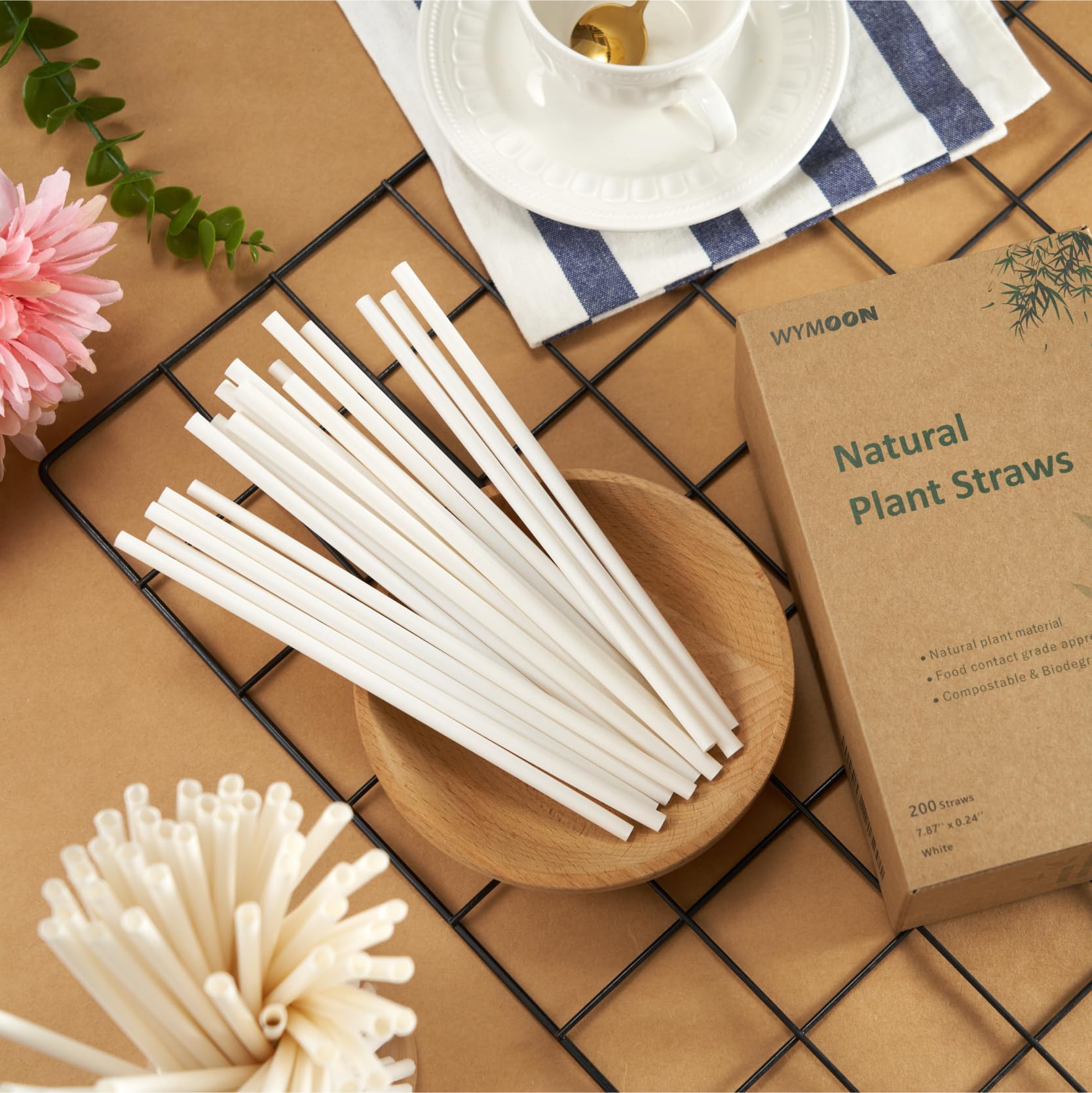 Amazon.com: Biodegradable Straws made of Natural Plant | 200 PCS 7.8''  Compostable Eco-Friendly Drinking Straws Disposable | Durable for Hot &  Cold Drinks : Home & Kitchen
