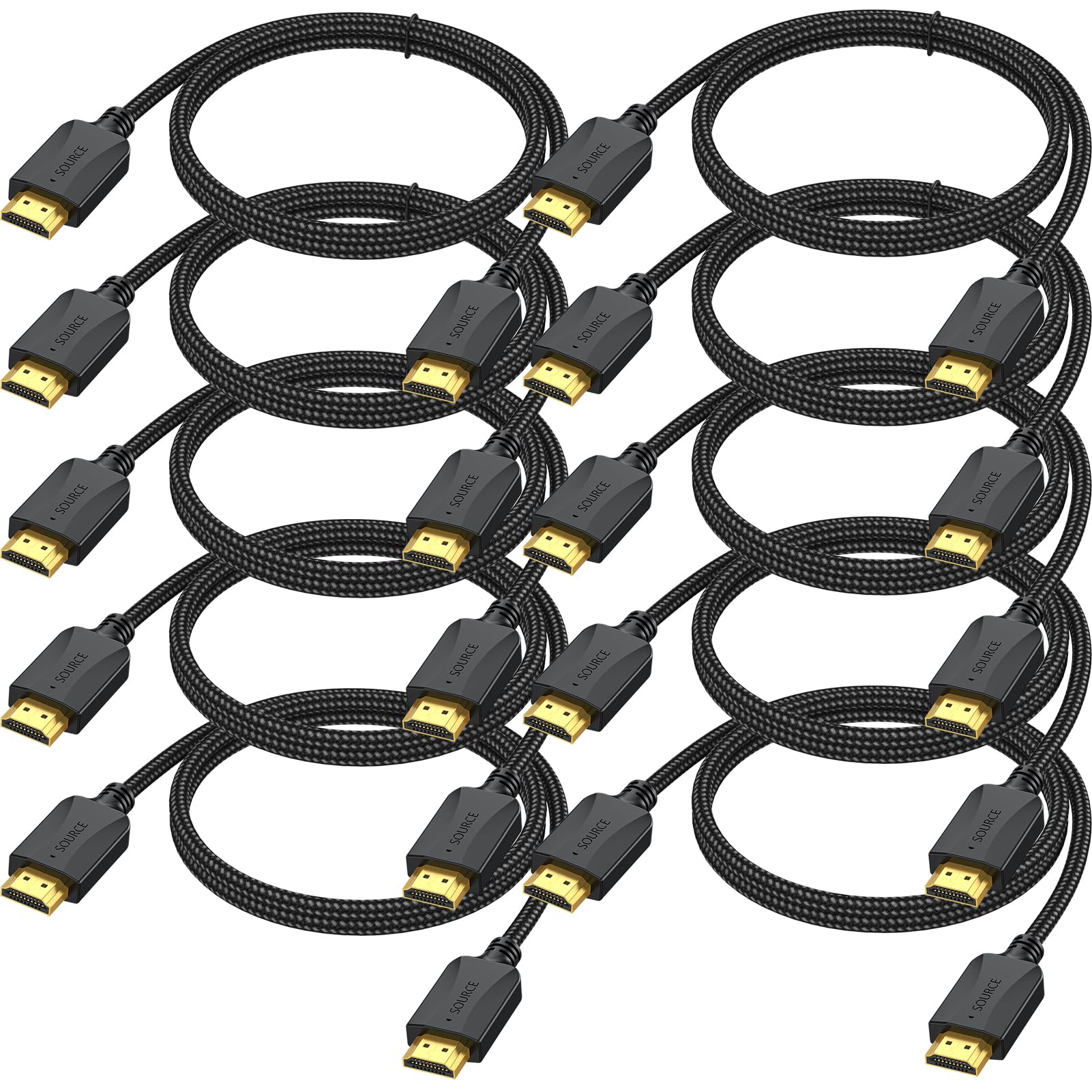 Cavo HDMI da 0,9 m, confezione da 10 cavi HDMI 2.0 ad alta velocità, da maschio a maschio con Ethernet, 4K a 60 Hz, HDR 3D ARC e CL3, per laptop, monitor, PS5, PS4, Xbox One, Fire TV e altro