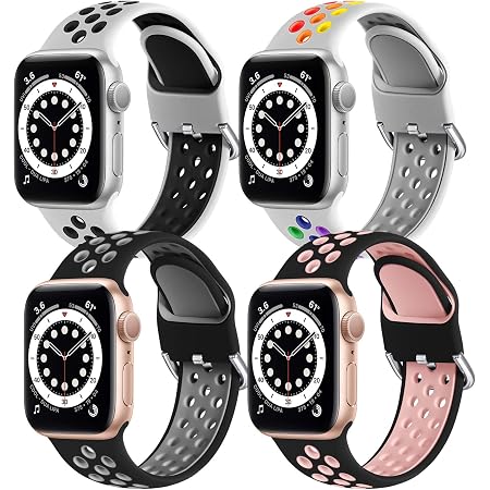 JUVEL Compatibile con Apple Watch Cinturino 44mm 42mm, Cinturini di  Ricambio in Silicone Traspirante 4 Pezzi Compatibili con iWatch Series  6/5/4/3/2/1/SE, 44mm/42mm S/M, Bianco/Bianco/Nero/Nero/Nero : Amazon.it:  Elettronica