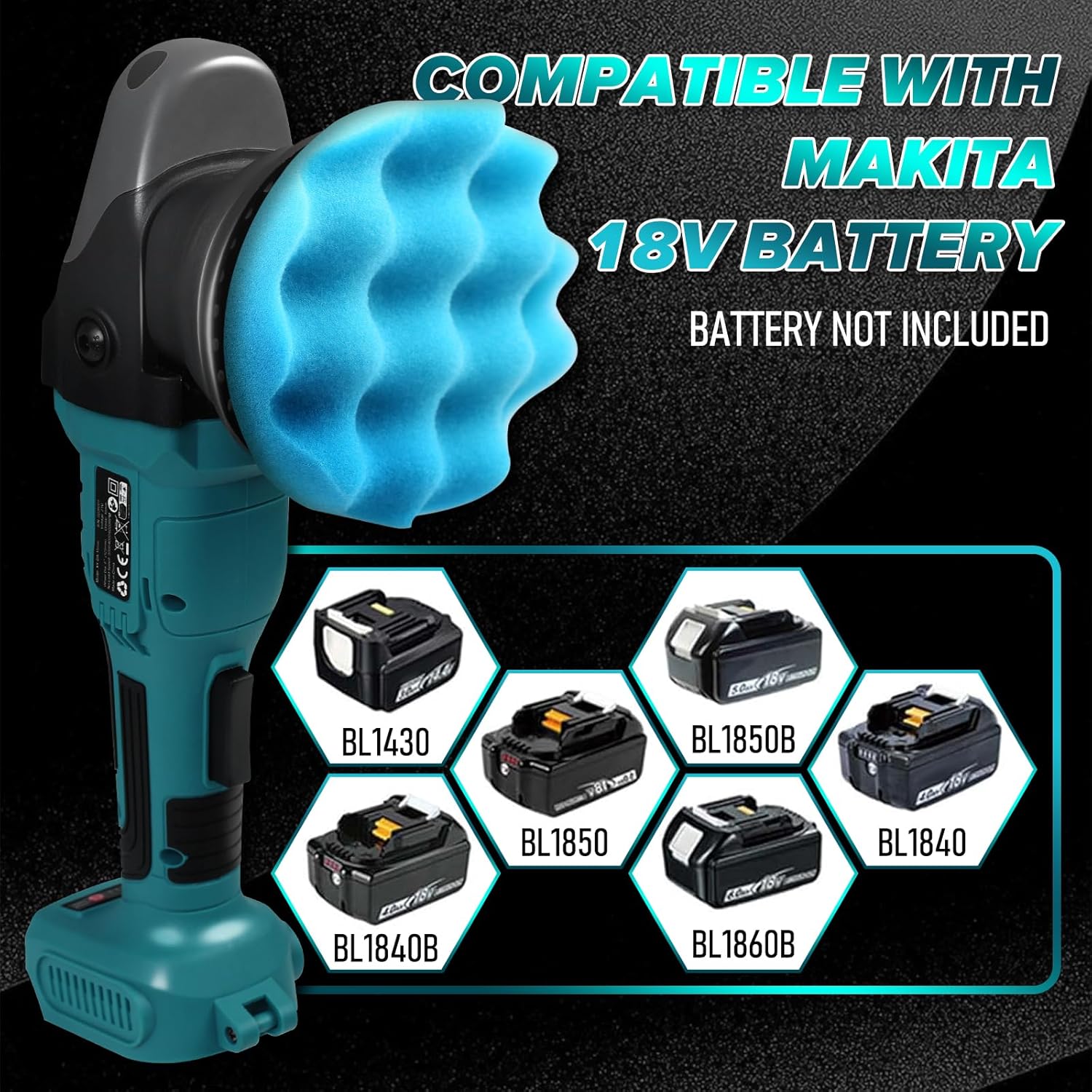Cordless Buffer Polisher for Makita 18V BL Battery, 5 Inch Orbital Polisher, 3 Variable Speed, Car Buffer Waxer Kit for Car Boat Detailing, Polishing, Scratch Removing (NO Battery Included)