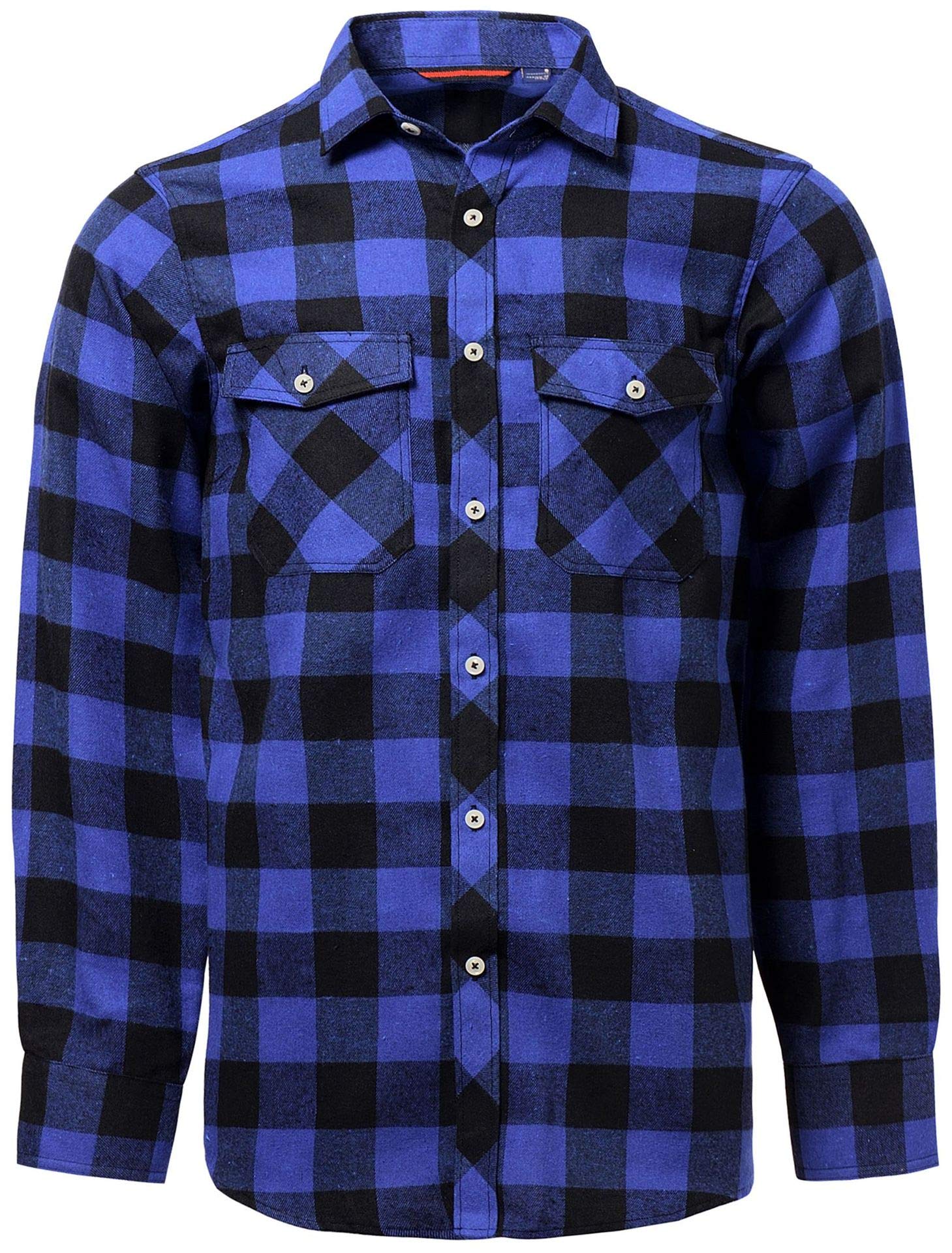 J.VER Herren Hemd Kariertes Flanellhemd Freizeithemd Regular Fit Langarm Karohemd Baumwolle HolzfäLler Oberteil Casual Shirt mit Brusttasche