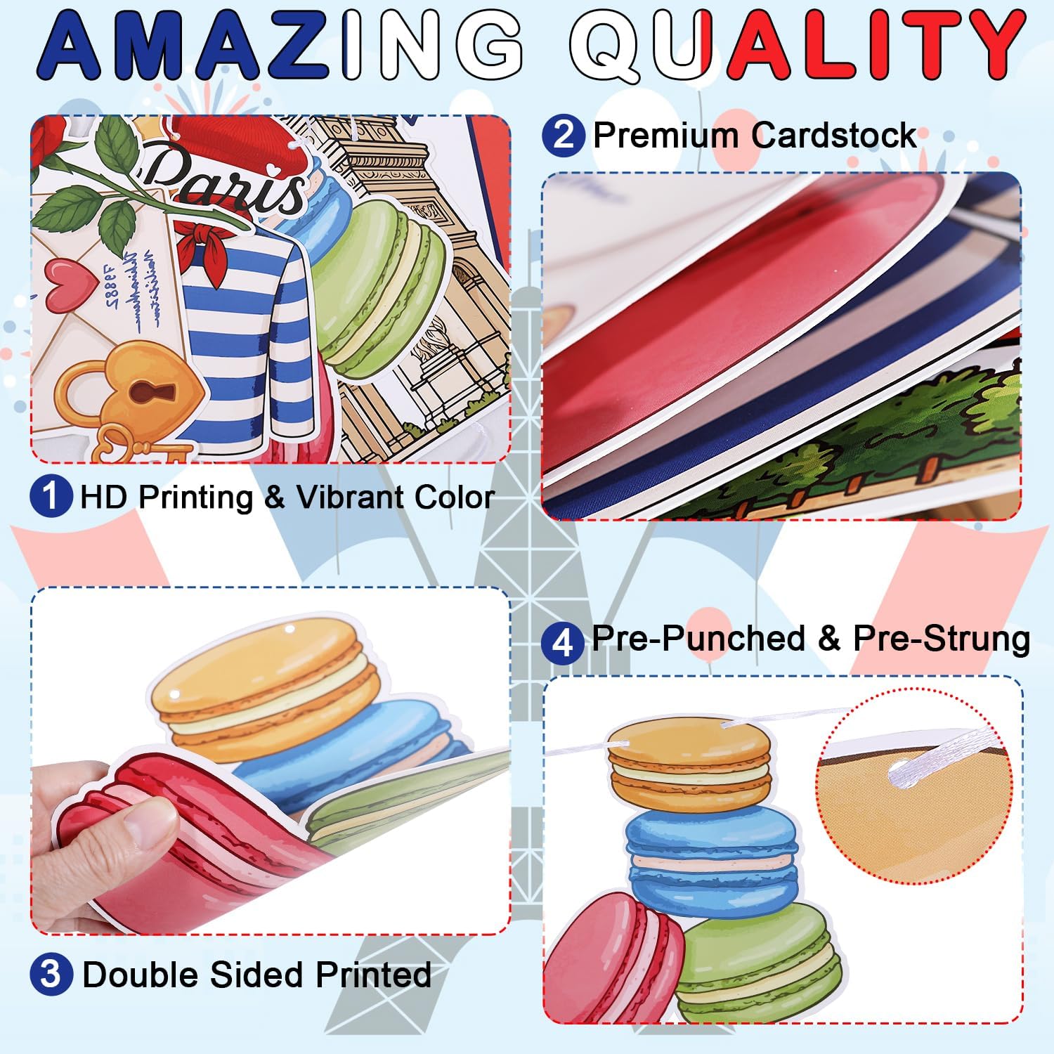 France Banner, French Banner Decor, Htabiol Paris Party Decorations, French Party Decor, For Paris Birthday Party, Eiffel Tower Themed Party, Bastille Day, French Classroom Decorations (Pre-Assembled)