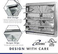 Vista 4 de iLIVING Extractor de persiana montado en la pared de 18 pulgadas, obturador automático, con termostato y controlador de velocidad variable, 0.85A