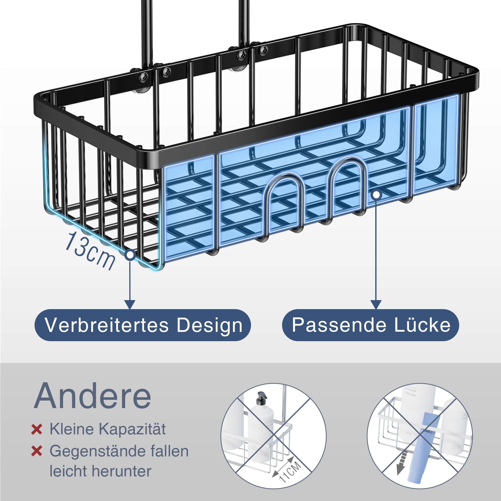 Luxear Douche Caddy Zuignap Douche Plank Geen Boren Plastic met Haken Badkamer Douche Organizer Houder Mand Zuig voor Keuken Badkamer Rack Opslag