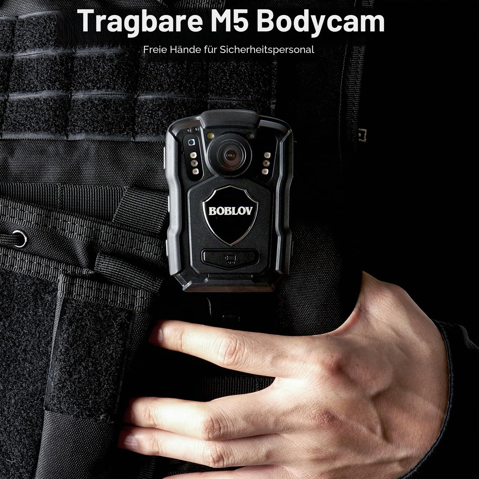 BOBLOV M5 256GB 2K Körperkamera mit Audio, 1440P GPS Police Body Cam für Strafverfolgungsbehörden, 4200 mAh Batterie, IP67 wasserdicht, Dash Cam für Autos mit Saugnäpftassenhalterung