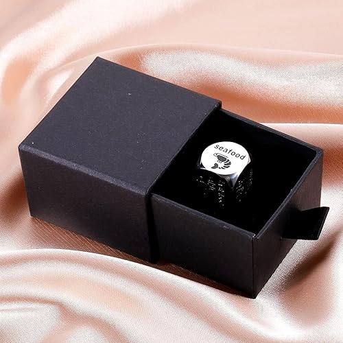 Miniatura 6 de Dados de decisión de alimentos de acero, divertidos regalos para novia, novio, regalos de Navidad, regalos de aniversario para parejas, regalos de
