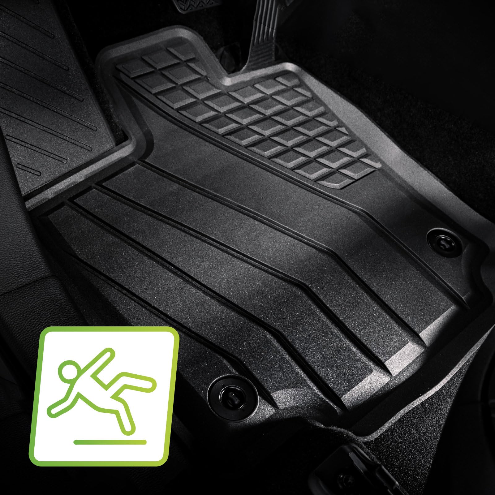 J&J AUTOMOTIVE 3D Eco Tapis de Sol en Caoutchouc pour Seat Leon 2012-2019, 4 Pcs, Bord Haut, sans Odeur, Noir, Antidérapant, Toutes Saisons