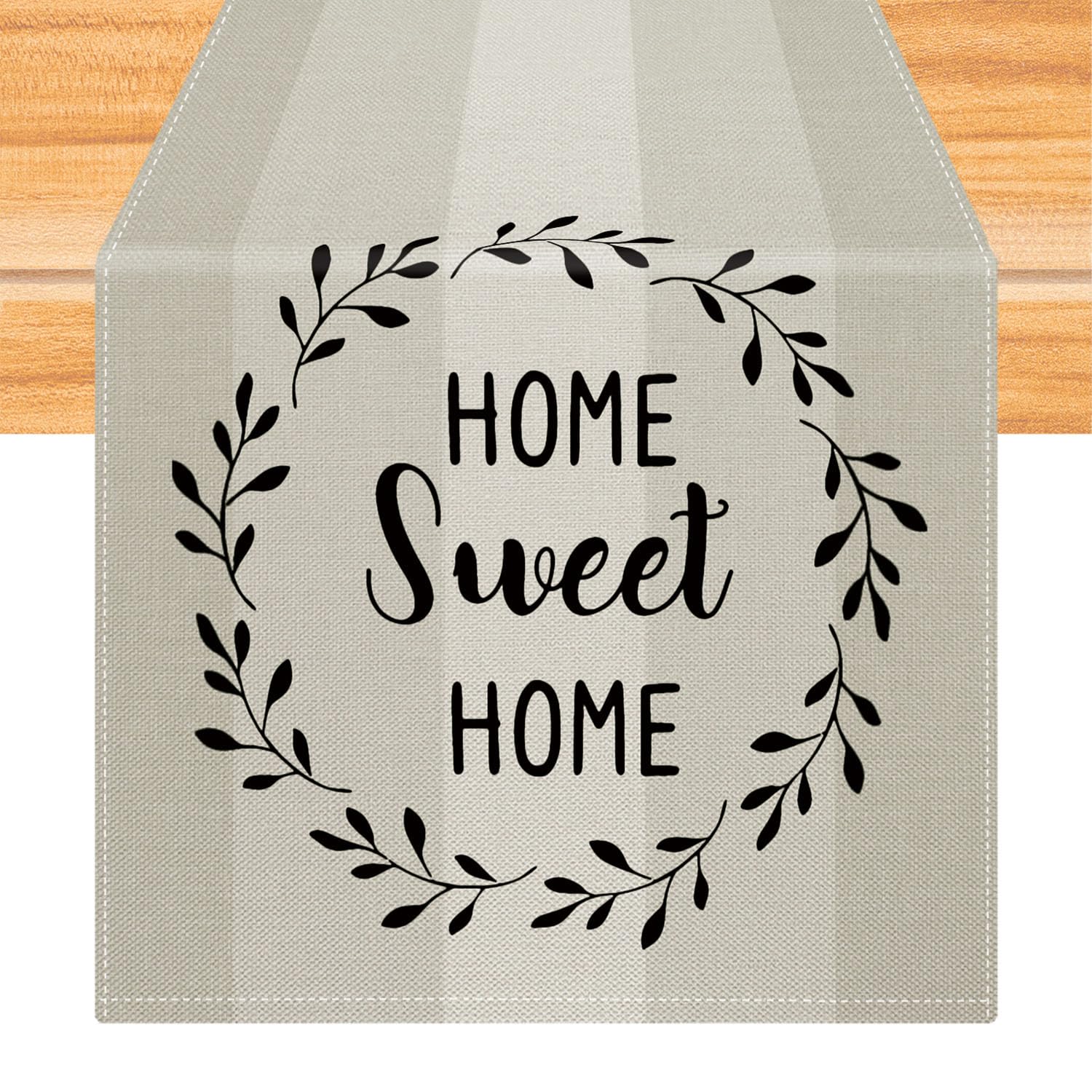 Kiatuniya Tischläufer Streifen Beige Modern Winter Läufer Tisch Vintage Abwaschbar Tischlaufer Landhausstil für Frühling Herbst Küche Tischdeko Party Dekor 40x140 cm