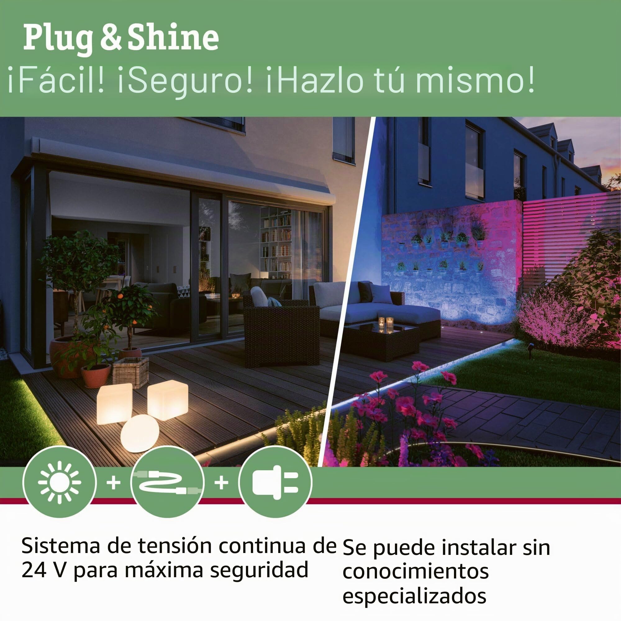 Paulmann 94559 Plug & Shine LED luz exterior Foco para estanque IP68 incl. 1x5 W regulable Blanco cálido Negro Aluminio 3000 K