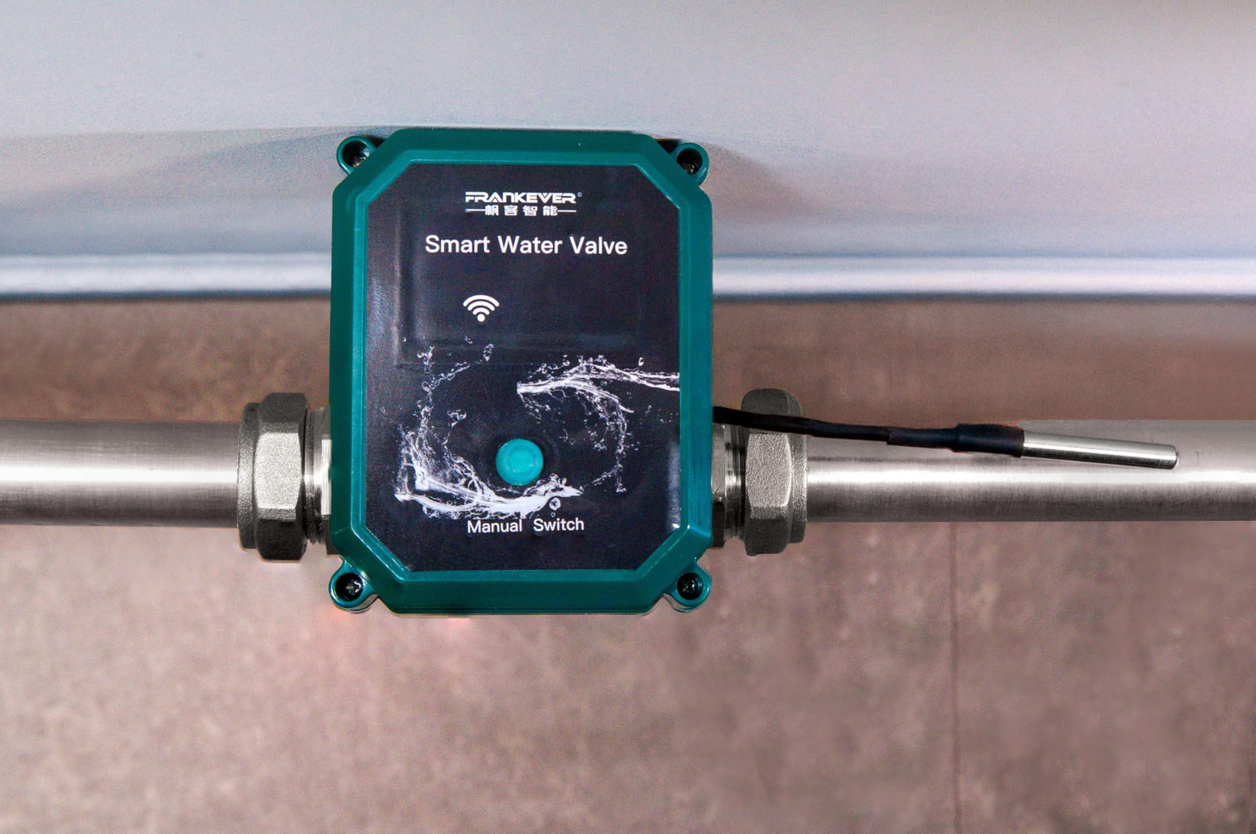 FrankEver Smart water valve DN15 – Valve intelligente d'eau Wi-Fi alimentée par Shelly, Aucun hub requis, Contrôle débit d'eau à distance avec Shelly app, Alexa, Home Assistant