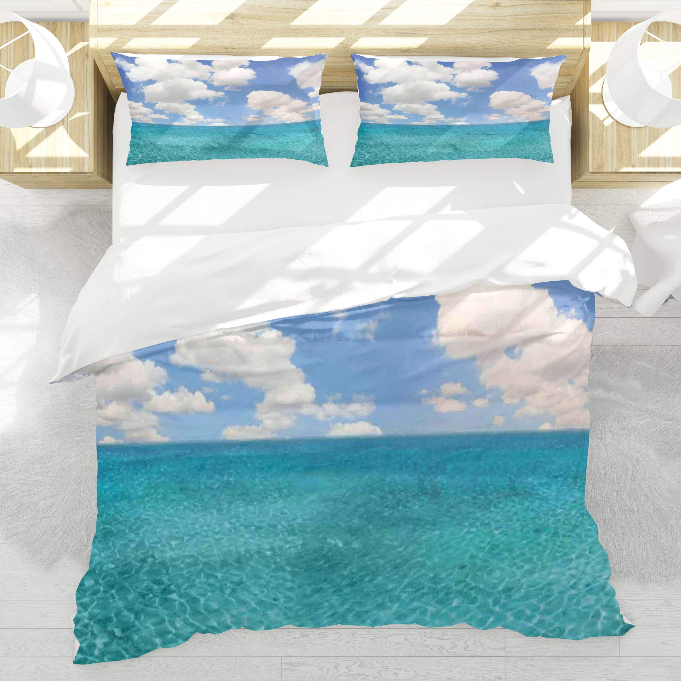 Housse de couette azur en microfibre supérieure 220x240cm avec taies