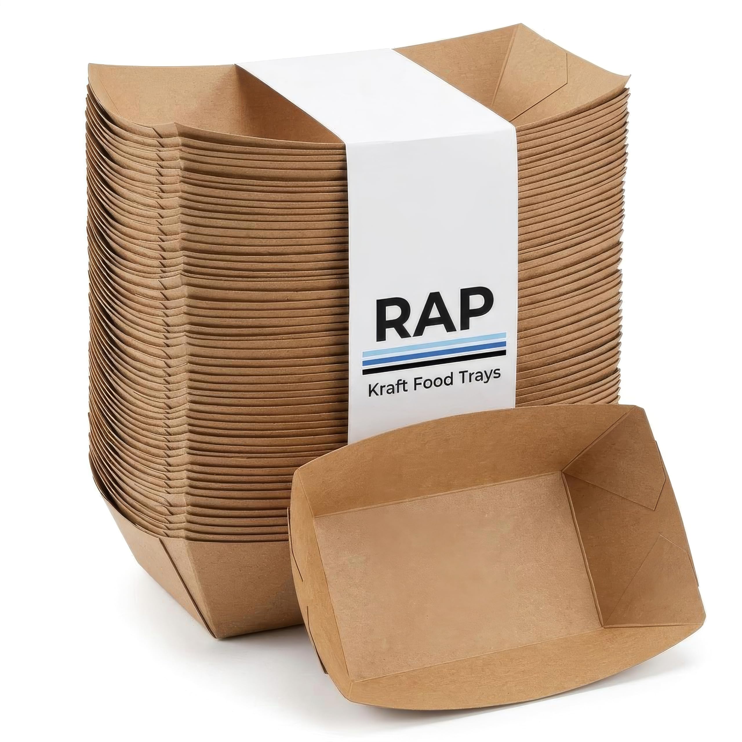 Rap Kraft Chip Trays 200 Pack, 19 x 7.5 x 5 cm Disposable Paper Food Boats — image 1