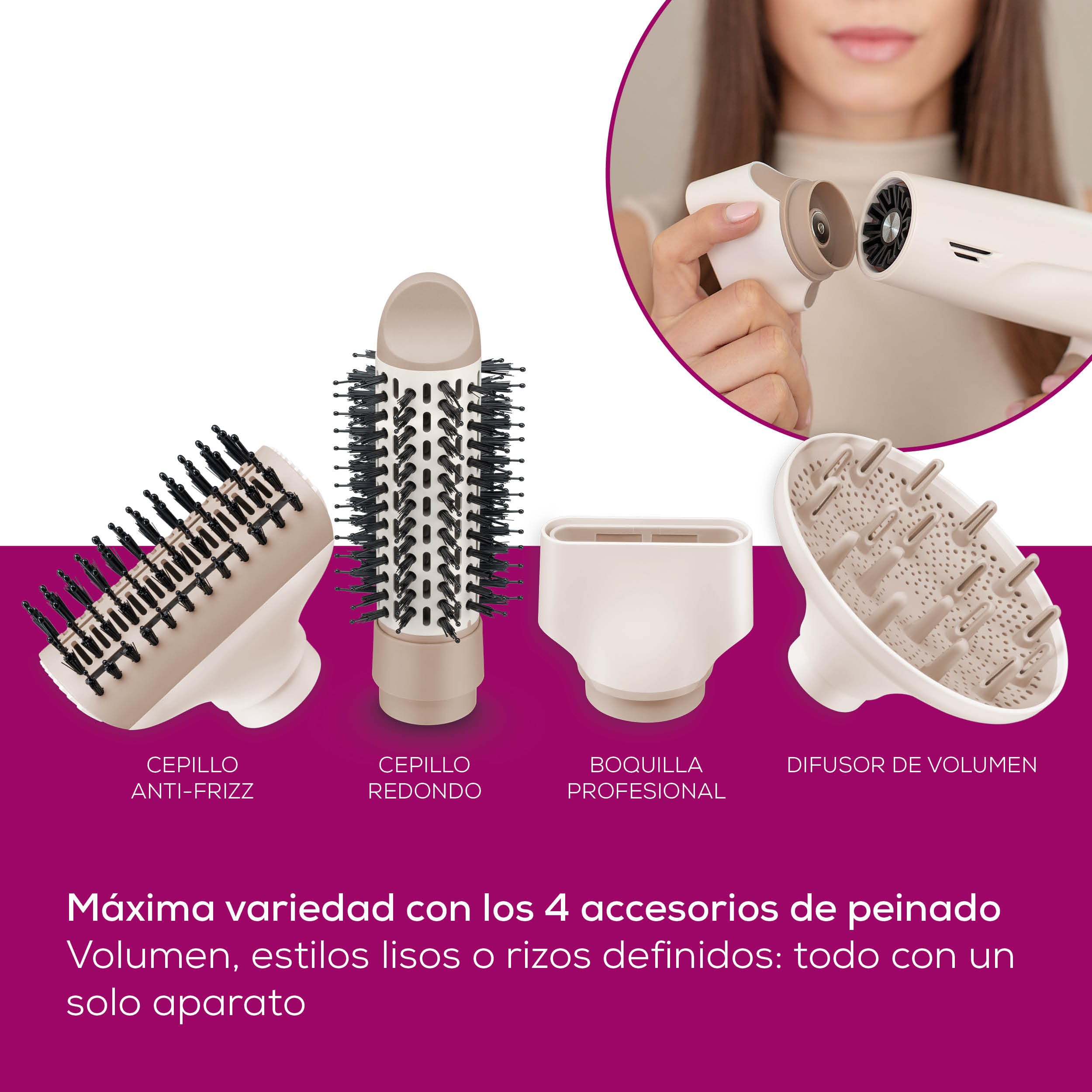 Beurer HC 150 FusionDry Pro Secador de pelo, secador ultraligero con potente motor digital, mango plegable ergonómico ideal para viajes, incl. 4 accesorios de peinado