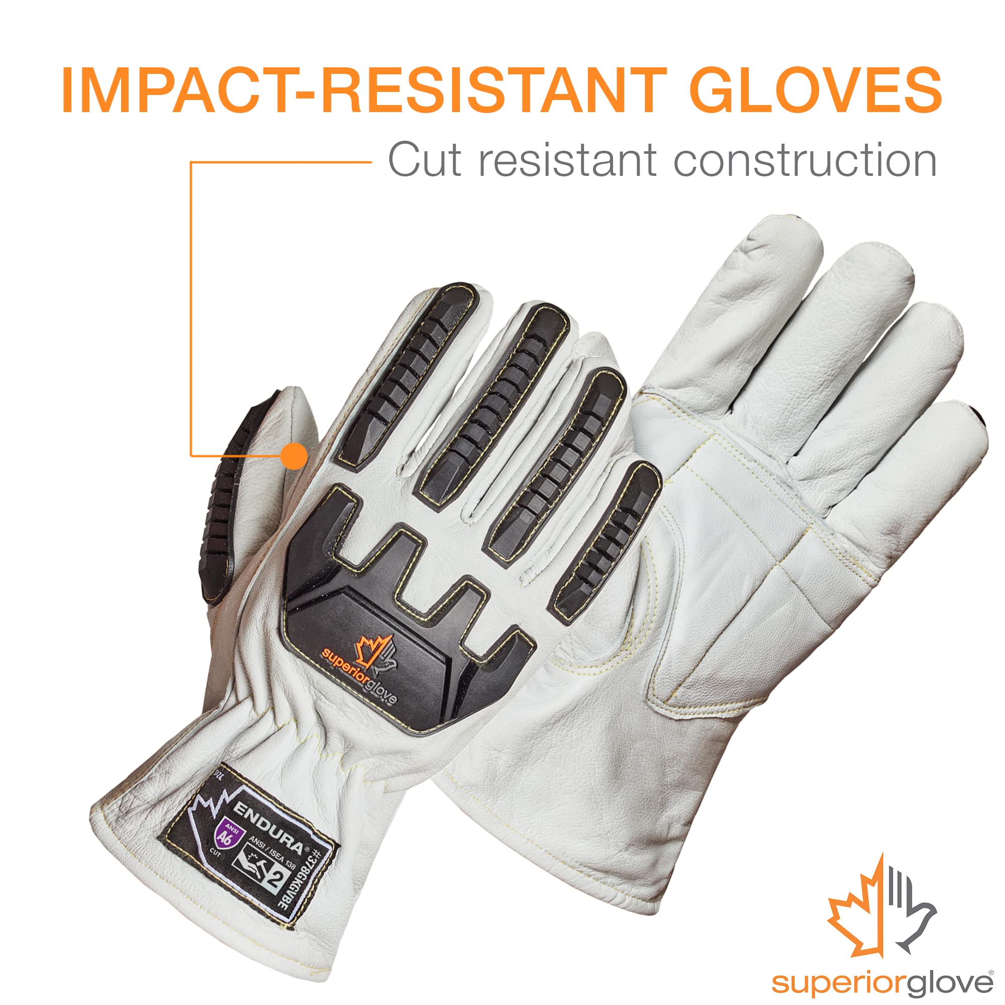 Superior 378GKTFG - Guantes de piel de cabra de grano con pulgar Keystone y forro de Kevlar/vidrio (paquete de 1 par)