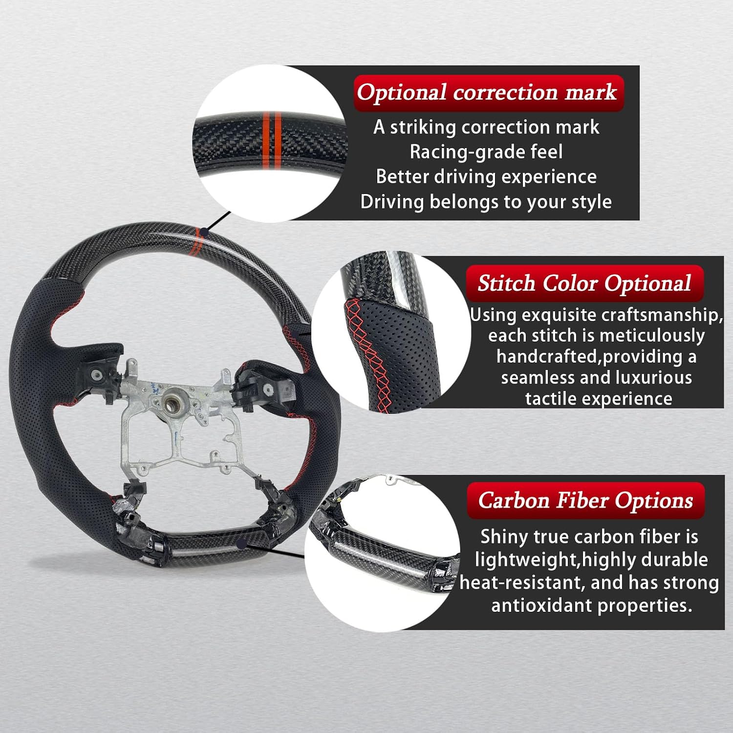Car steering wheel carbon fiber For Toyota 4Runner Tacoma 2010-2023/Tundra 2014-2021 TRD (Carbon fiber+leather)