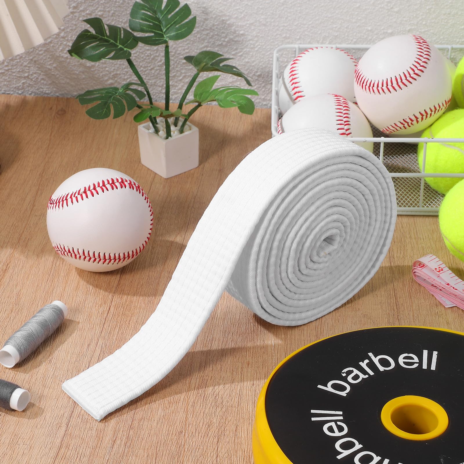 Cinturón de Taekwondo Blanco para Mujer y Hombre, Material de Algodón y Cáñamo, Adecuado para Entrenamiento y Competición en Artes Marciales