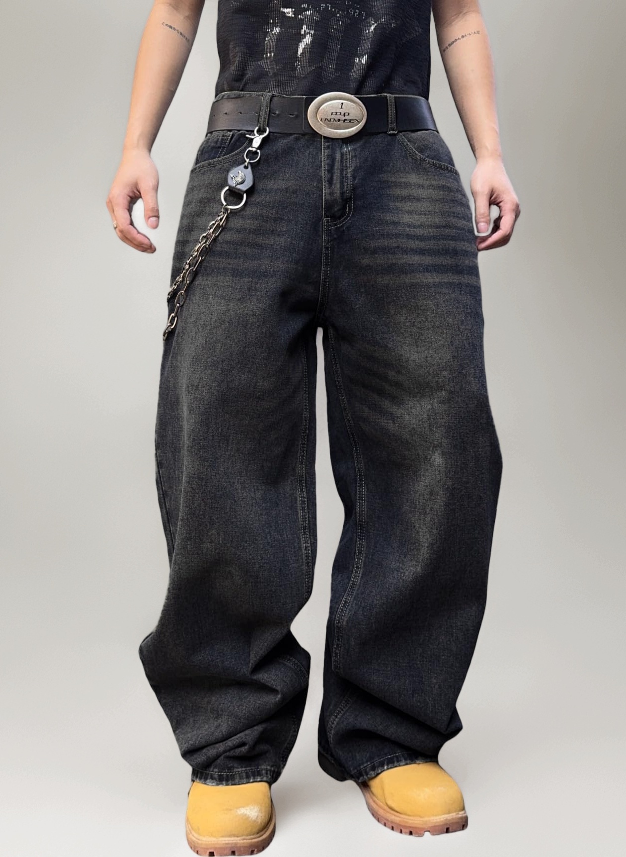 Zewool Mens Hip Hop Baggy Jeans Wide Leg Skater Jeans Casual Loose Denim Pants Y2k Skateboard Streetwear