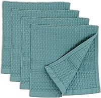 Vista 16 de GILDEN TREE Juego de 4 toallas tipo gofre para ducha, exfoliantes, de secado rápido, de algodón, estilo clásico (aguamarina)