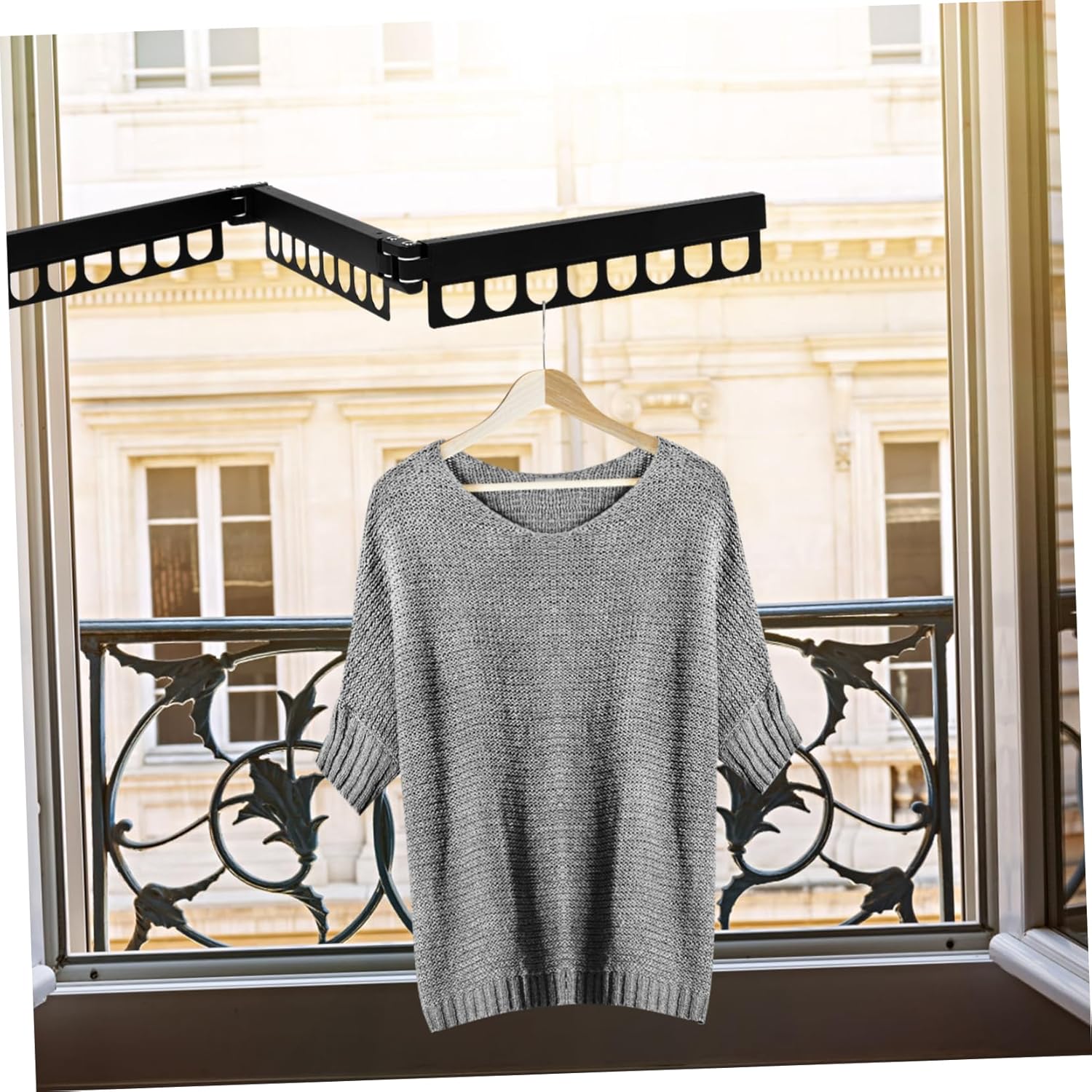 Wall Mounted Retractable Clothes Drying Rack Collapsible Laundry Hanger for Indoor Outdoor Use Stylish Finish Tool Installation Compact Design for Space Saving