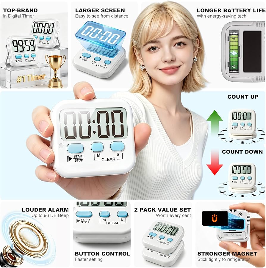 Amazon.com: Antonki 2 Pack Digital Timer for Kids, Magnetic
