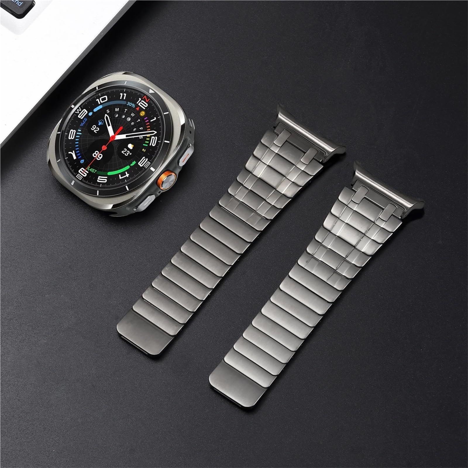 JDIME Bracciale stile AP in metallo magnetico resistente per cinturini Samsung Galaxy Watch Ultra 47 mm Cinturino ad anello in acciaio inossidabile 304