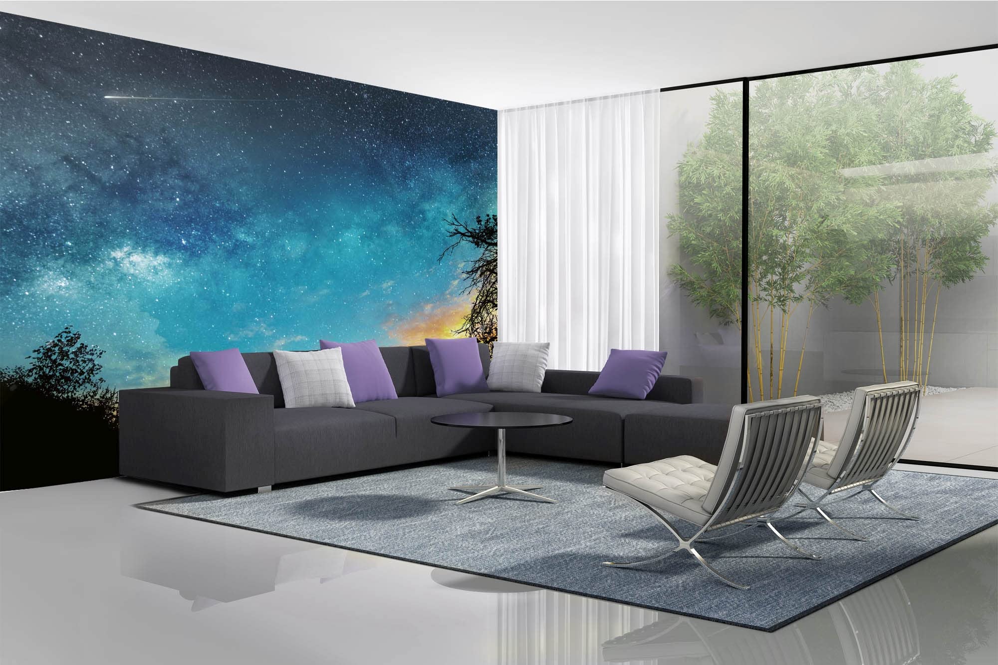 DIMEX LINE Non-Woven Photo Wallpaper Night Sky 375 x 250 cm - Non-Woven Wallpaper, wall Mural, wall Pictures - Wallpaper for Living Room, Bedroom, Office, Kitchen