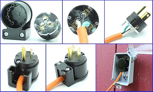 Miniatura 4 de Journeyman-Pro 515AN 15 Amp 120-125 voltios, NEMA 5-15P, 2 polos, 3 cables, hoja recta, enchufe macho de ángulo recto de 90 grados, salida de