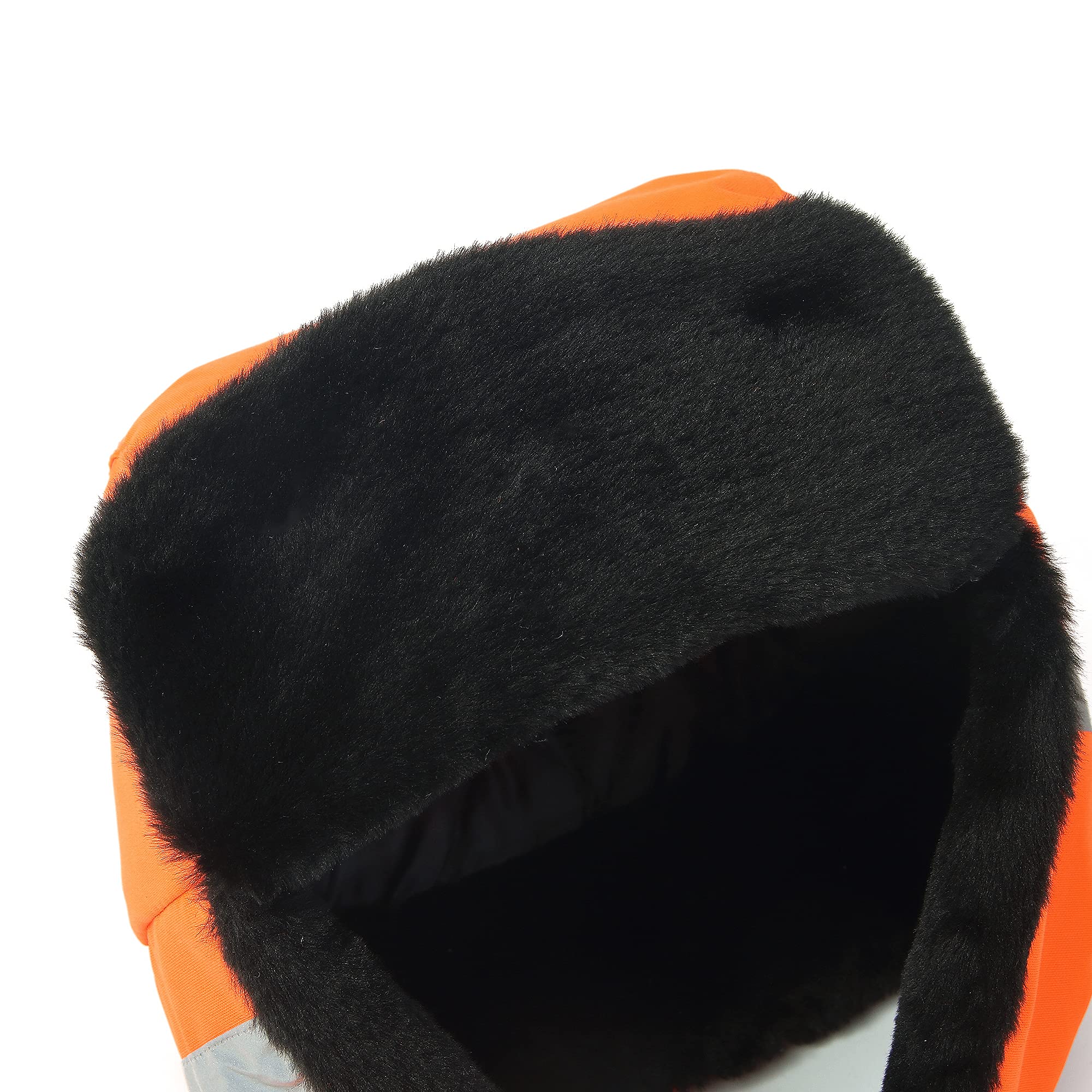 AYKRM Hommes Chapka Haute visibilité d'hiver Aviateur en Faux Cuir Fausse Fourrure Trapper Femmes Earflap Chasse Casquette Adulte Unisex Orange Jaune