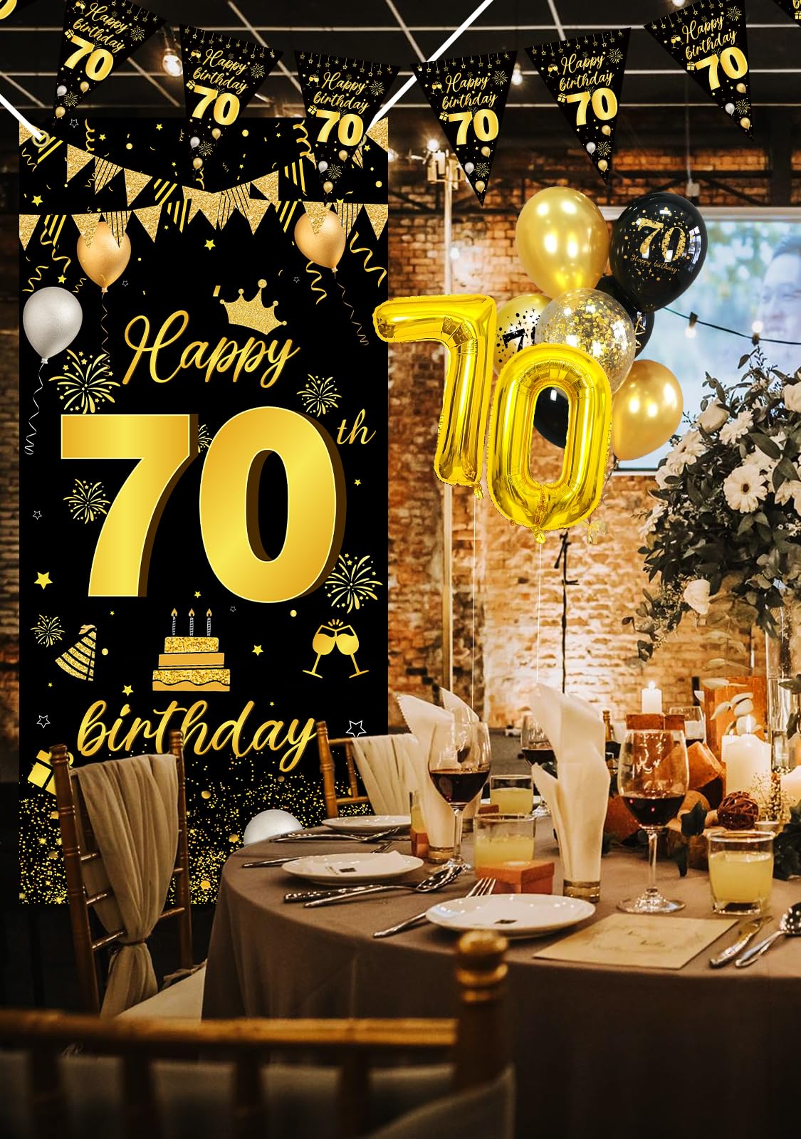 Palloncini 70 Anni Compleanno,Decorazioni 70 anni Compleanno Uomo,70 Anni Compleanno Coriandoli,70 Striscione di Compleanno Festa Decorazioni Oro Nero,Decorazioni 70 Compleanno Addobbi per Donna Uomo