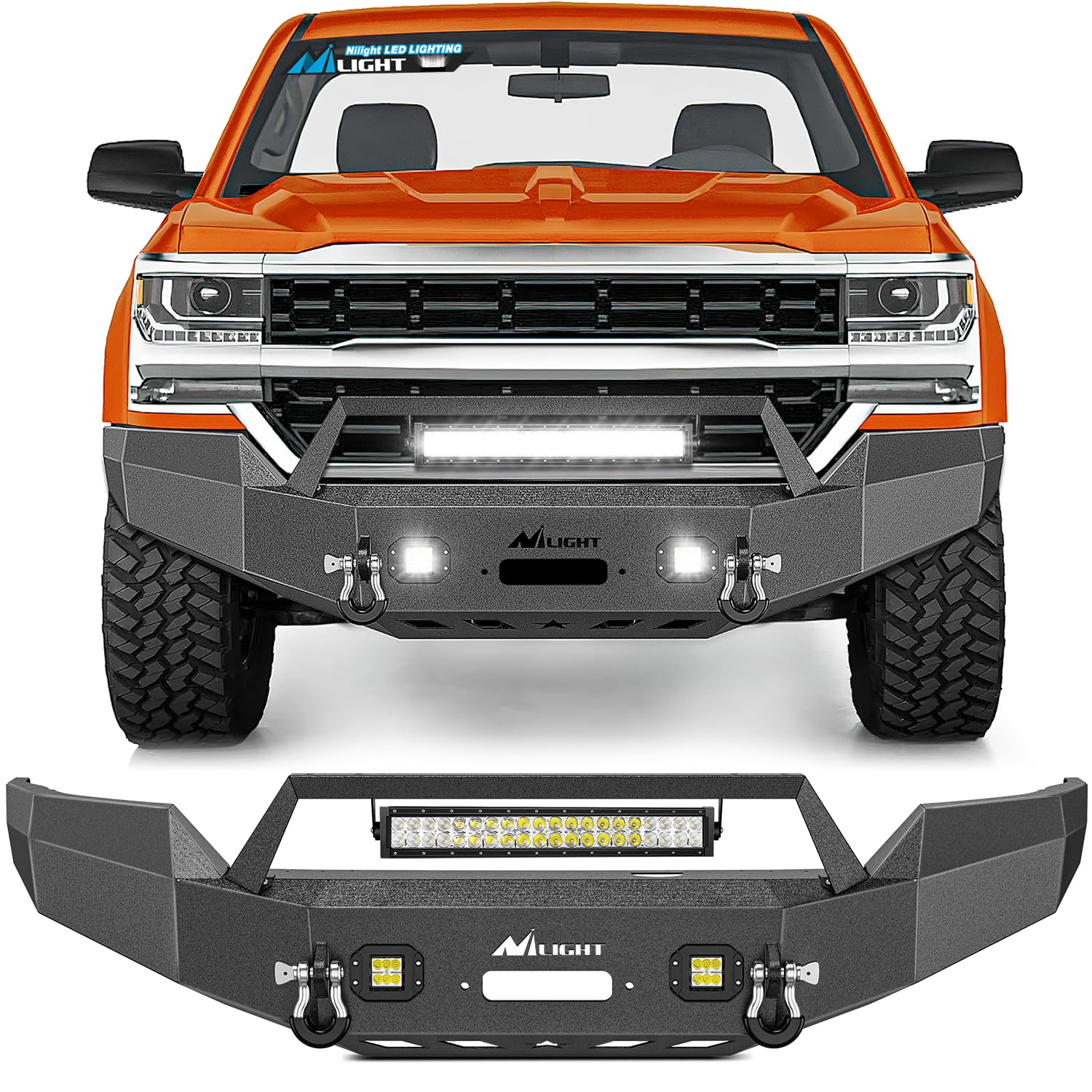 Nilight Front Bumper for Silverado 1500