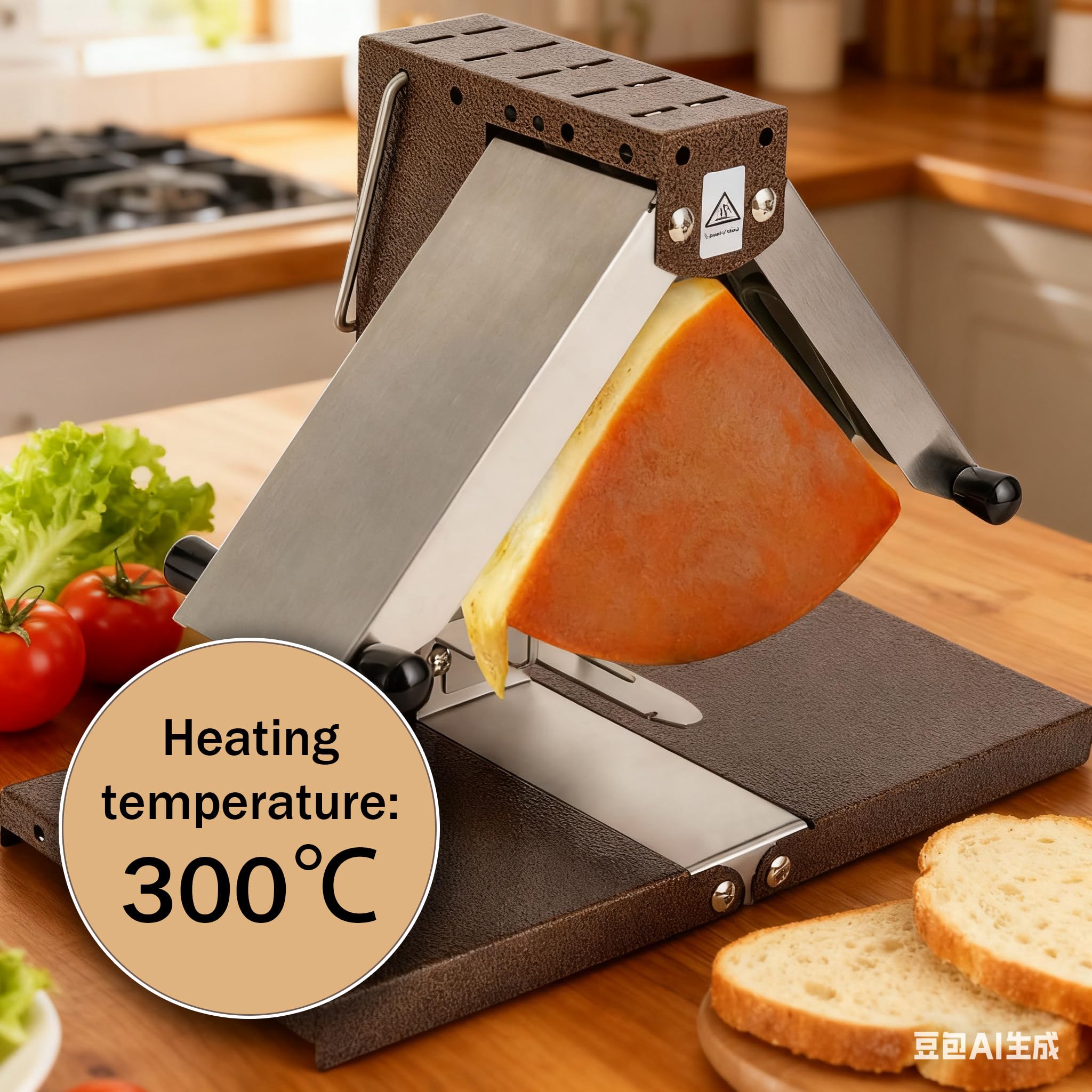 Appareil à raclette, Grill électrique Professionnel 1000 W avec élément Chauffant Pliable pour Demi-meule de Fromage, idéal pour Les Restaurants à Fondue.