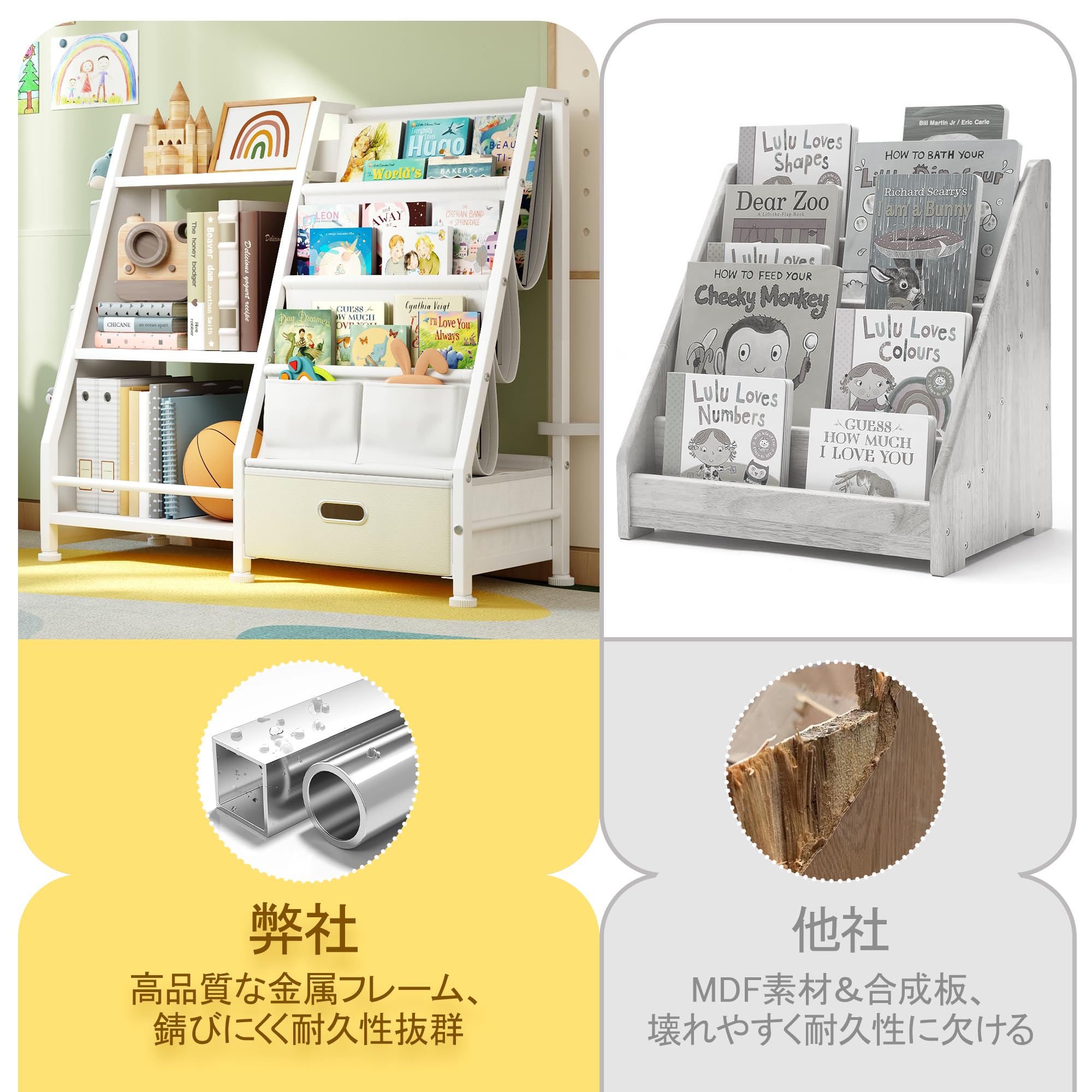 Amazon.co.jp: GoTiling 大容量 子供 収納 本棚: 勉強部屋 しっかり 