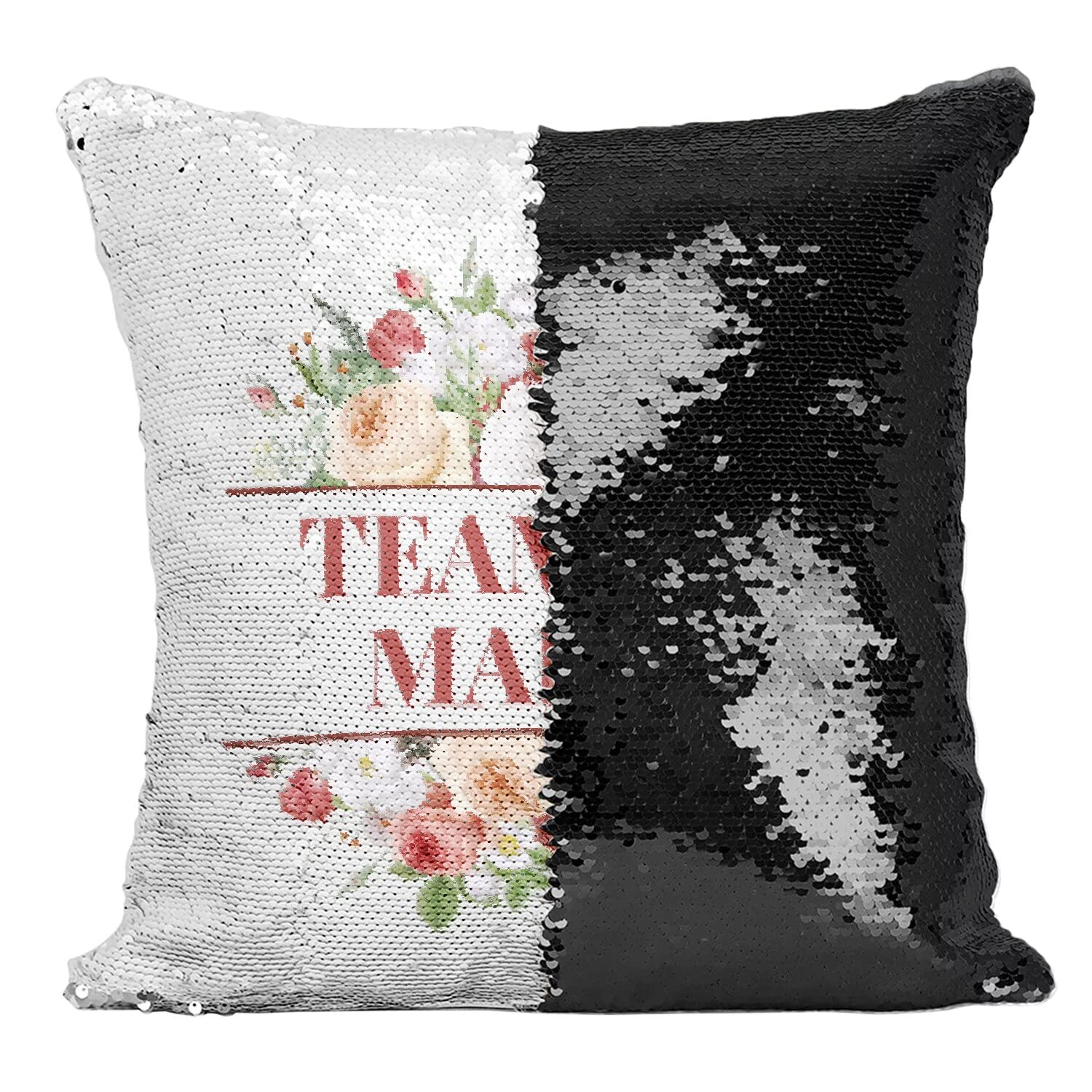 Coussin Sequin Paillettes Noir Mariage Déco Mariée Bouquet Fleurs