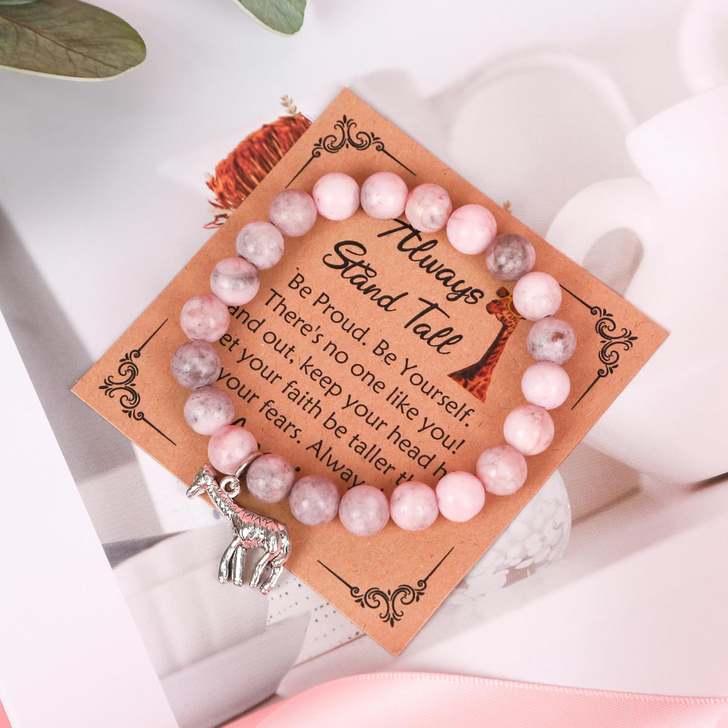 Keluna Giraffe Lover Gift for Women - Adorable Animal Theme with Tote, Keychain, Bracelet, Makeup Bag, Uplifting Gift for Girls, Sisters, Friends Who Love Giraffes on Birthday, Christmas - Image 4